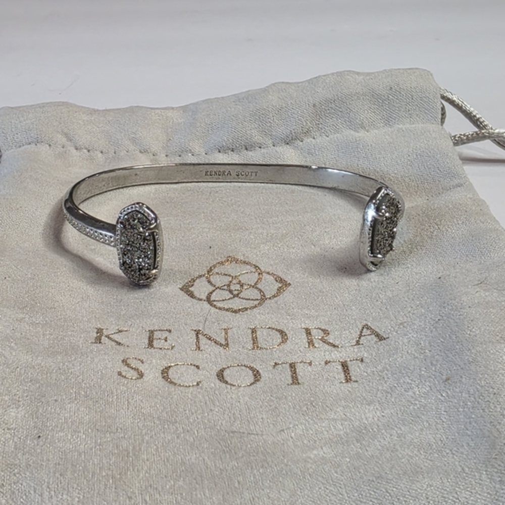 Kendra Scott Silver Bracelet with Platinum Drusy Elton Cuff Bracelet‎